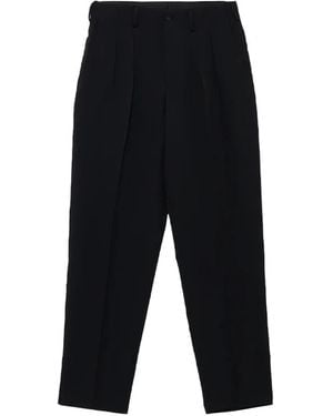 Yohji Yamamoto Pleated-Front Straight-Leg Trousers - Black