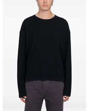 mfpen Pullover Mit Ajour-Streifen Und Ellenbogen-Patches - Schwarz
