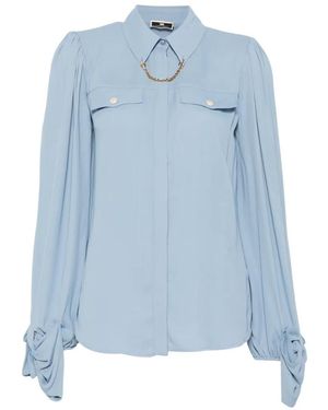 Elisabetta Franchi Chain-Detail Long-Sleeve Blouse - Blue