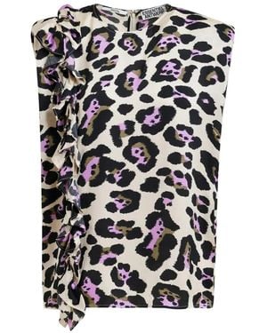 Essentiel Antwerp Ruffle-Detail Leopard-Print Blouse - Black