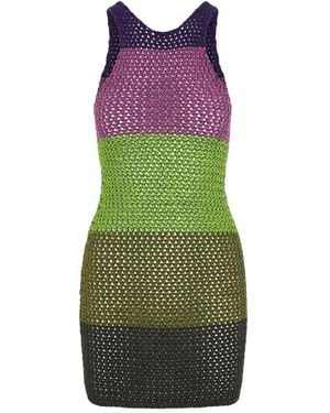 AGR Striped Crochet Dress - Green