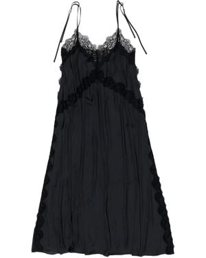 Bimba Y Lola Lace-Trimmed Slip Midi Dress - Black