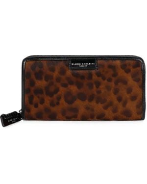Gianni Chiarini Leopard-Print Zip-Around Wallet - Brown