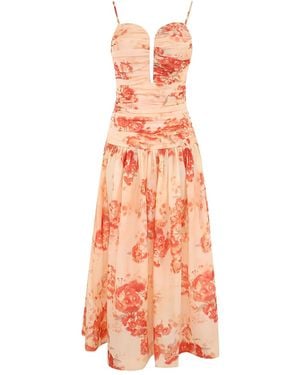 Zimmermann Cascadian Floral-Print Midi Dress - Pink