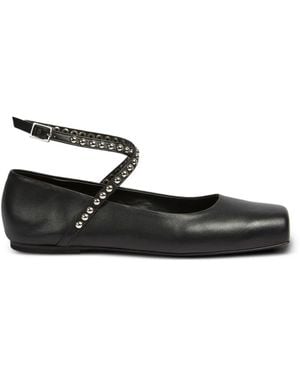 Liviana Conti Flavienne Studded-Strap Ballet Flats - White