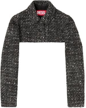DIESEL G-Anne Tweed-Texture Cropped Jacket - Black