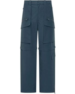 Woolrich Steel Trousers With Concealed Fastening And Zip Pockets - Blue