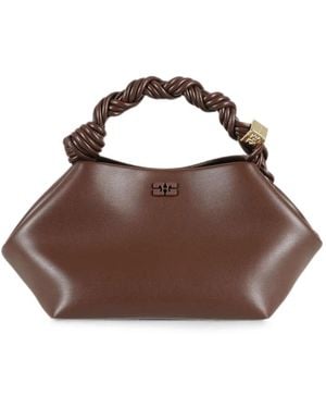 Ganni Small Bou Braided-Handle Tote Bag - Brown