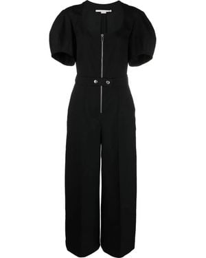 Stella McCartney Puff-Sleeve Zipped Wide-Leg Jumpsuit - Black