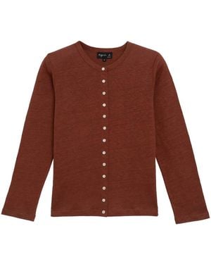 agnès b. Le Petit Snap Linen Cardigan - Red