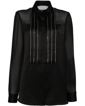 SIMONA CORSELLINI Rhinestone-Embellished Satin Shirt - Black