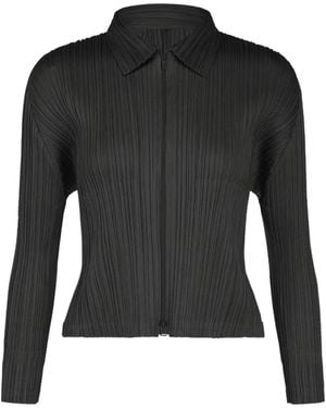 Pleats Please Issey Miyake Pleated Zip-Up Shirt - Black