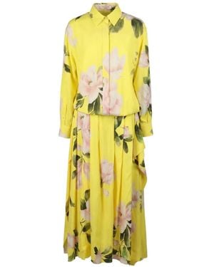 Valentino Garavani Floral-Print Silk Dress - Yellow