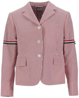 Thom Browne Striped-Pattern Blazer - Pink
