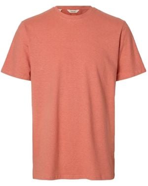 SELECTED Linen-Blend T-Shirt - Pink