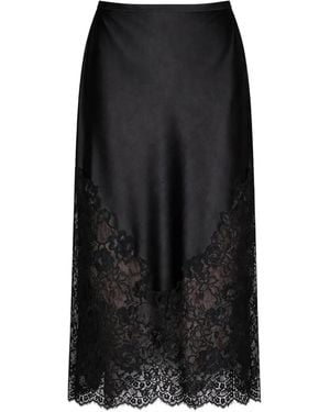 Fleur du Mal Juliet Lace-Trim Midi Skirt - Black