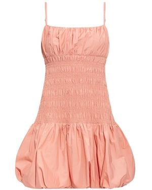 MICHAEL Michael Kors Smocked Cotton Poplin Bubble-Hem Dress - Pink