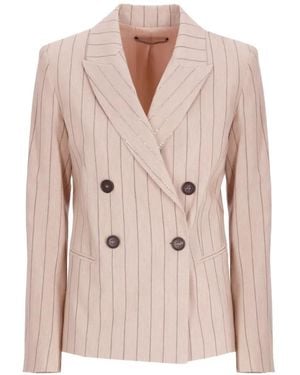 D.exterior Pinstripe Sequin-Embellished Jacket - Pink