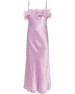 Antonelli Ligorio Feather-Trim Midi Dress - Purple