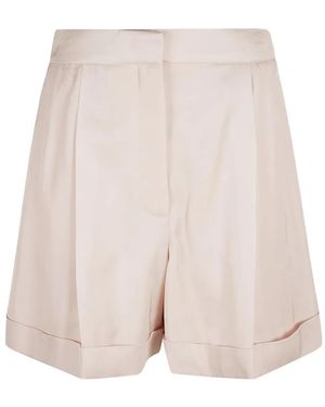 McQueen Pleated Cuffed-Hem Shorts - Natural