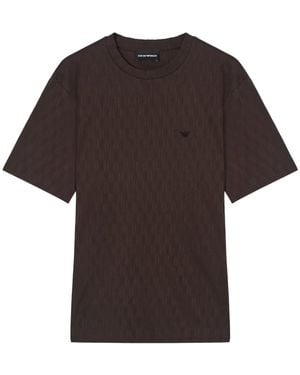Emporio Armani T-Shirt À Logo Brodé - Brown