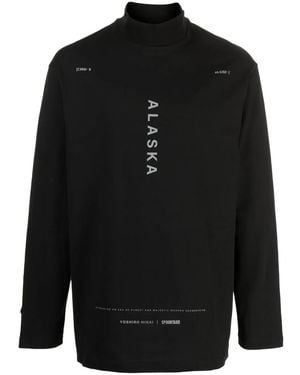 Spoonyard Mock-Neck Cotton T-Shirt - Black