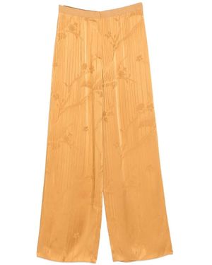 forte_forte Pantalones Con Motivo Floral En Jacquard - Amarillo