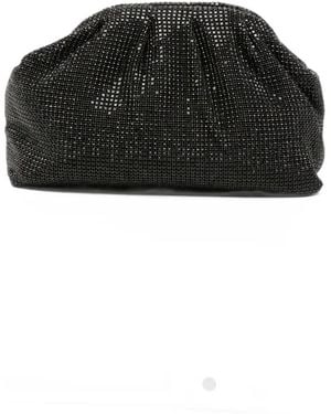 Twentyfourhaitch Petra Crystal-Embellished Ruched Clutch Bag - Black