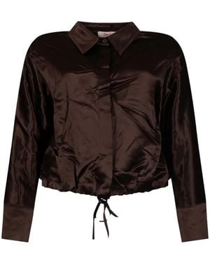 Rene' Derhy Madeleine Satin-Finish Drawstring Shirt - Black