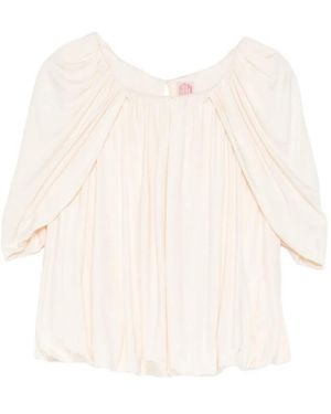 FETICO Gathered Short-Sleeve Blouse - White