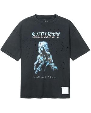 Satisfy Mothtech T-Shirt Met Grafische Print - Zwart
