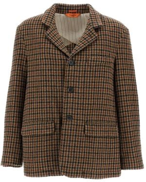 Barena Zener Fasser Check-Pattern Virgin Wool Jacket - Brown