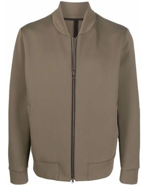Harris Wharf London Two-Pocket Zip-Up Bomber Jacket - Brown