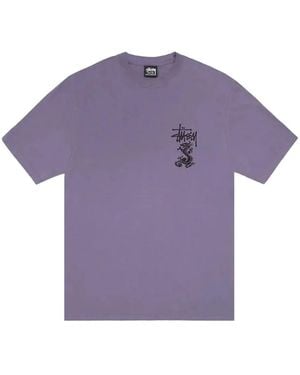 Stussy Dragon-Embellished T-Shirt - Purple