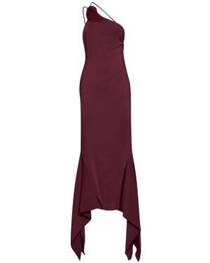 Amen Asymmetric Pleated-Detail Maxi Dress - Purple
