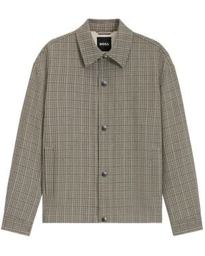 BOSS Craig Checked-Pattern Buttoned Jacket - Grey