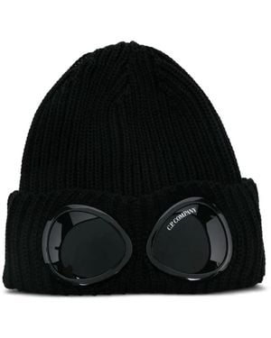 C.P. Company Goggle-Lens Ribbed Beanie Hat - Black