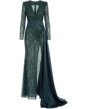 Gatti Nolli by Marwan Sequin-Embellished Gown Dress - Green