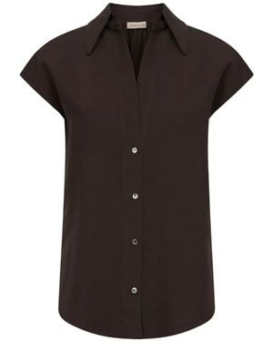 Blanca Vita Short-Sleeve Blouse - Black
