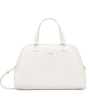 Guess Logo-Embossed Holdall Bag - White