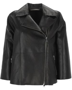The Jackie Leathers Asymmetric Zip-Fastening Jacket - Black