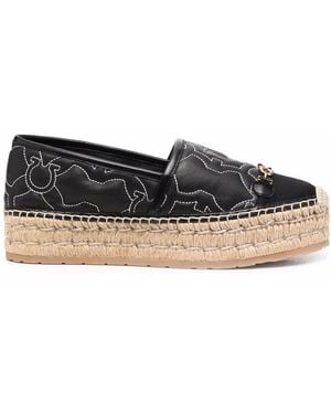 Ferragamo Alpargatas Con Logo Gancini Bordado - Marrón