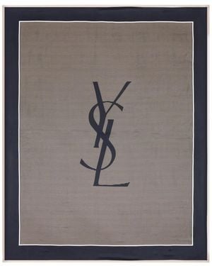 Saint Laurent Cassandre Striped Stole - Grey