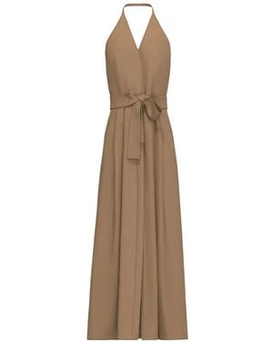 Marella Maxi Belted Halterneck Dress - Natural