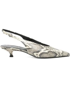 Aeyde Camila Snake-Print Slingback Court Shoes - White