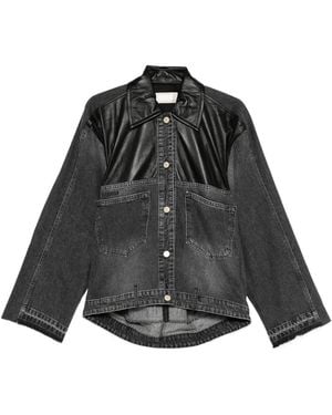 Litkovskaya Jeansjacke mit Ledereinsätzen - Schwarz