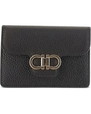 Ferragamo Gancini-Plaque Leather Wallet - Black