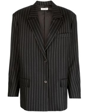 There Was One Pinstripe-pattern Wool Blazer - Black