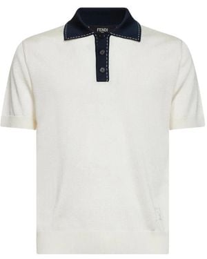 Fendi Ff Intarsia Polo Shirt - White