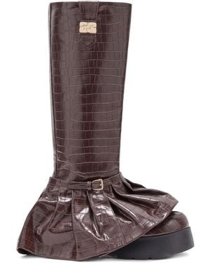Ganni Embossed Boots - Brown